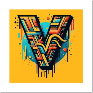 Letter V design graffity style Posters and Art
